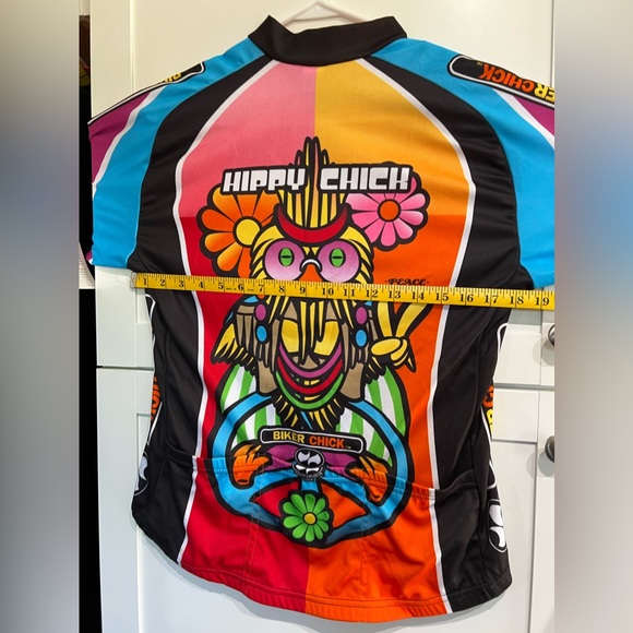 Hippie Chick Cycling Jersey, Biker Chic XL 1/4 zipper front , pockets, vibrant - Picture 8 of 8